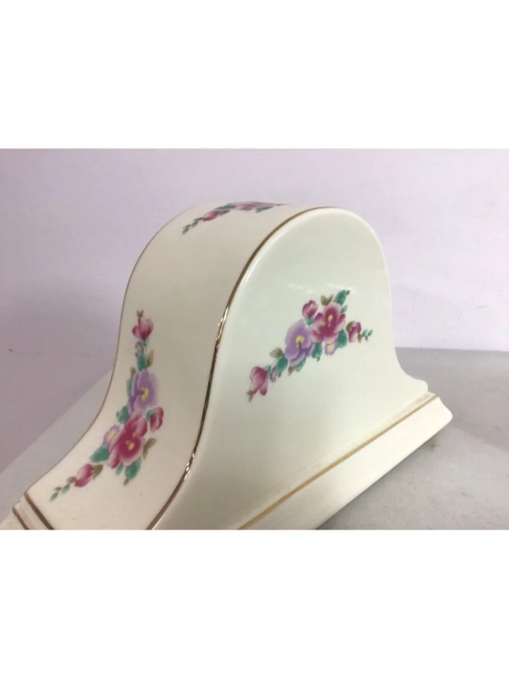 Godinger Vintage Floral Ceramic Mantle Clock Hand Painted Works